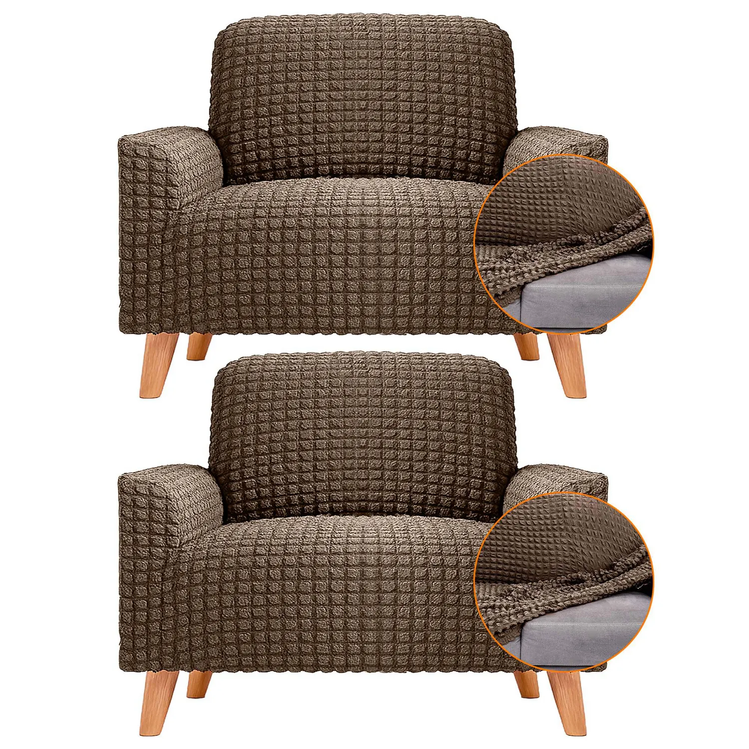 Set X2 Protectores de Sofá Un Puesto Tela Elástica Lavable
