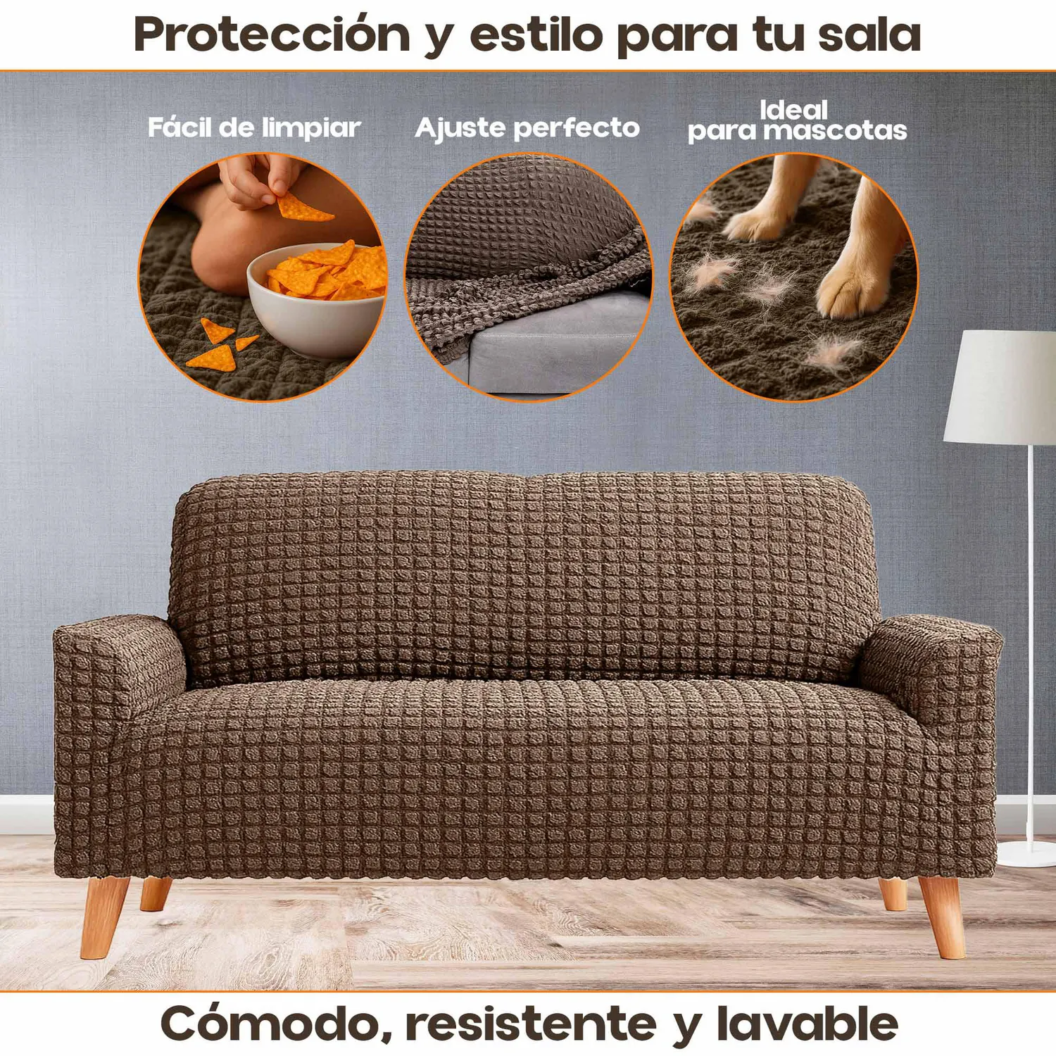 Protector Sofá 2 Puestos Lavable Antimanchas Ideal Mascotas