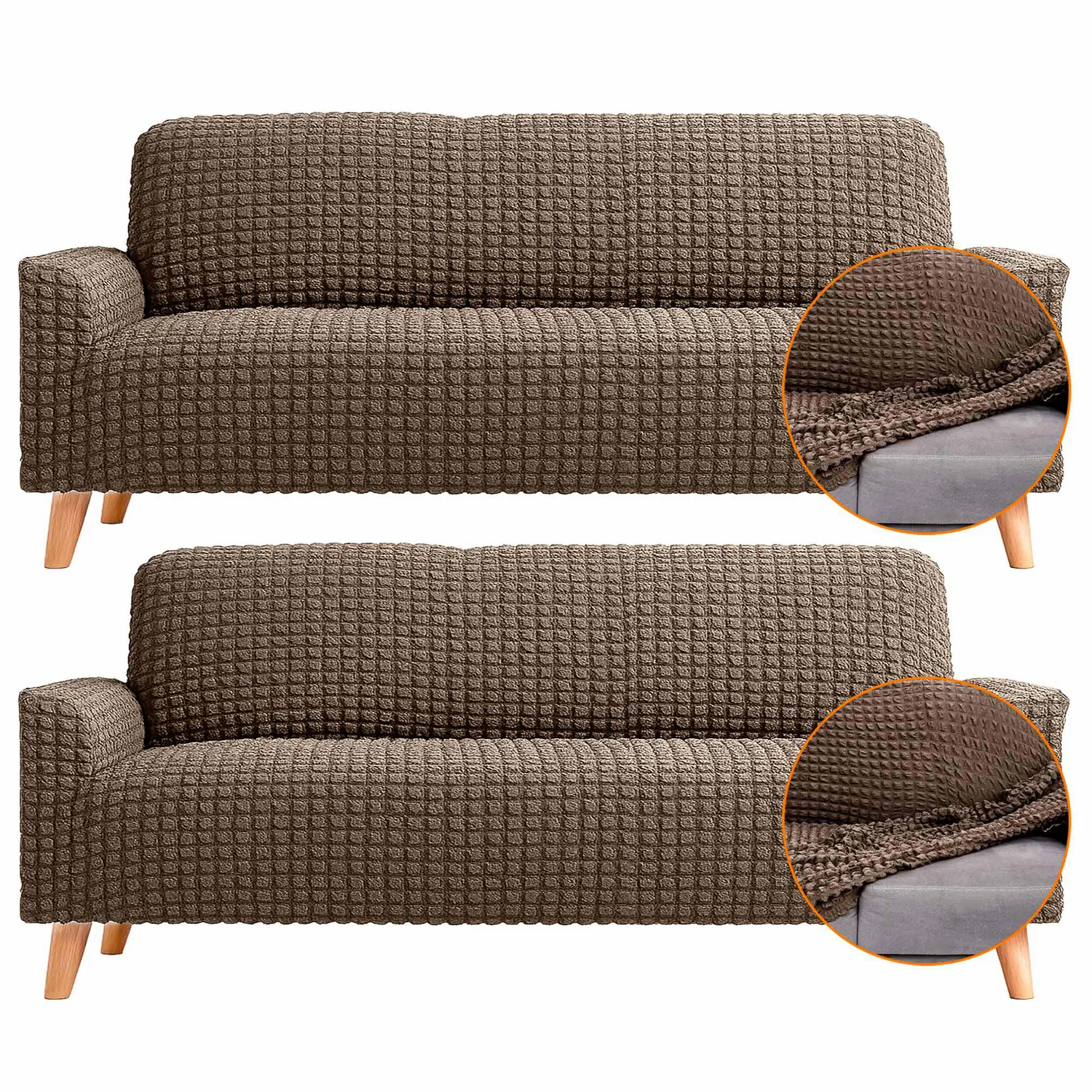 Set X2 Protectores de Sofá 3 Puestos Tela Elástica Lavable