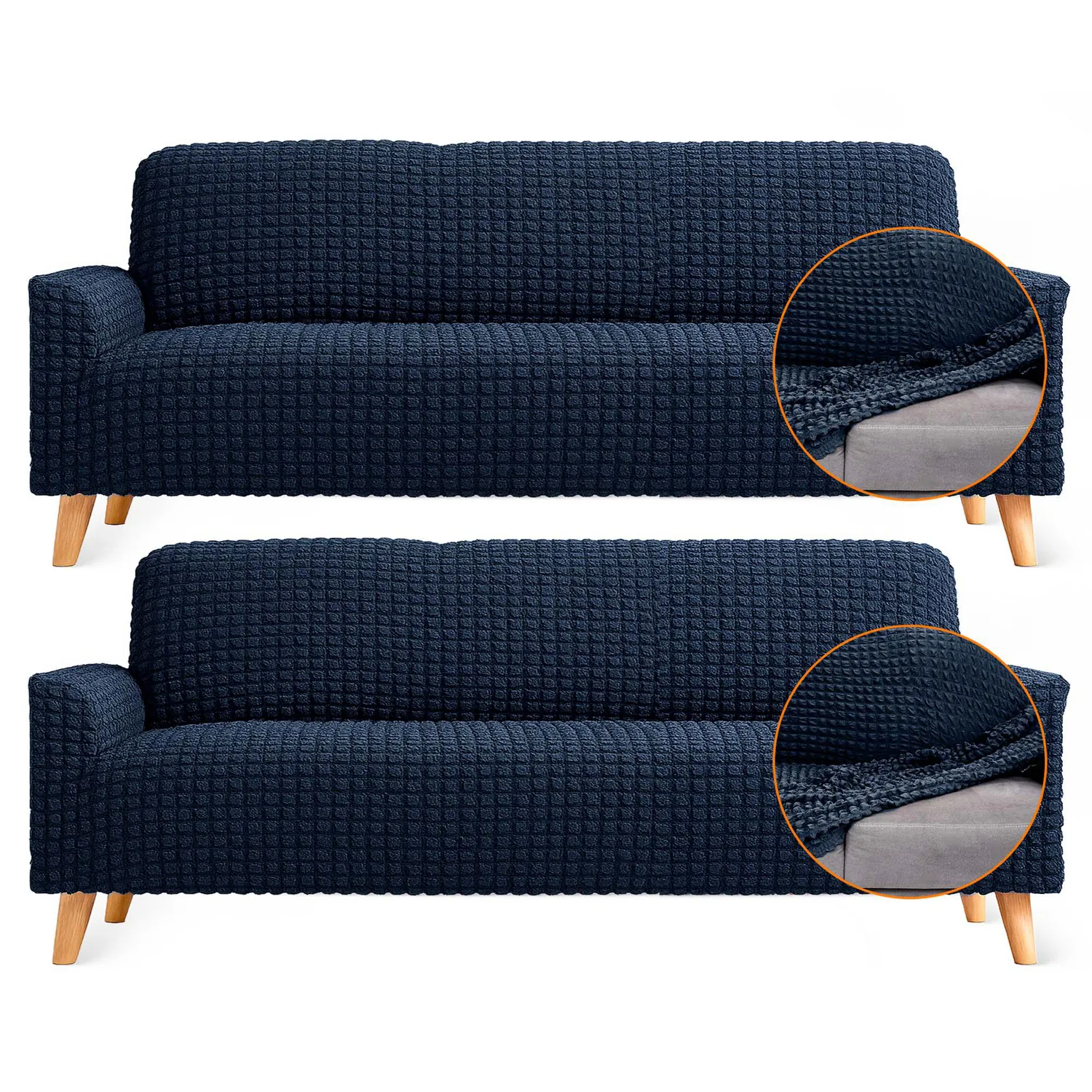 Set X2 Protectores de Sofá 3 Puestos Tela Elástica Lavable