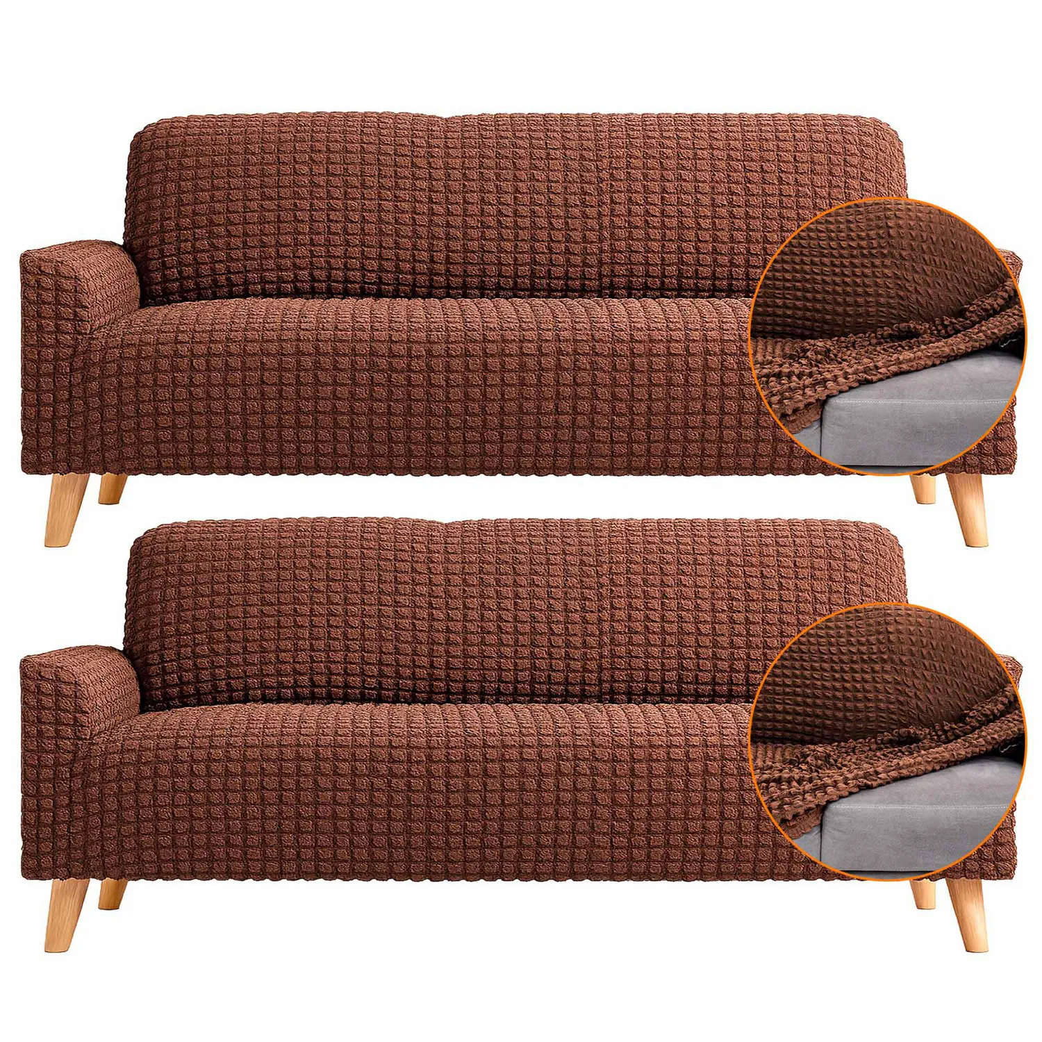 Set X2 Protectores de Sofá 3 Puestos Tela Elástica Lavable