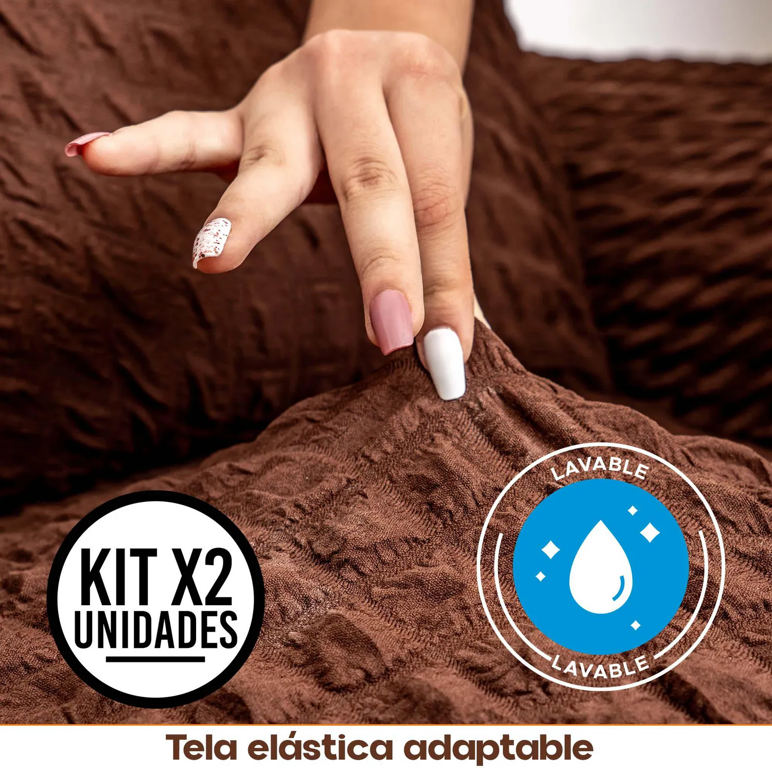 Set X2 Protectores de Sofá 3 Puestos Tela Elástica Lavable 4