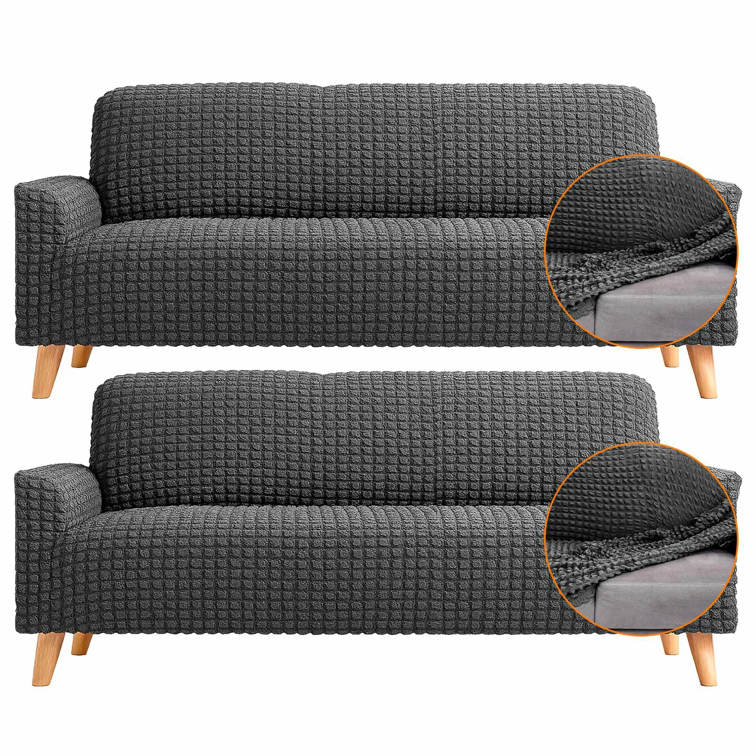 Set X2 Protectores de Sofá 3 Puestos Tela Elástica Lavable