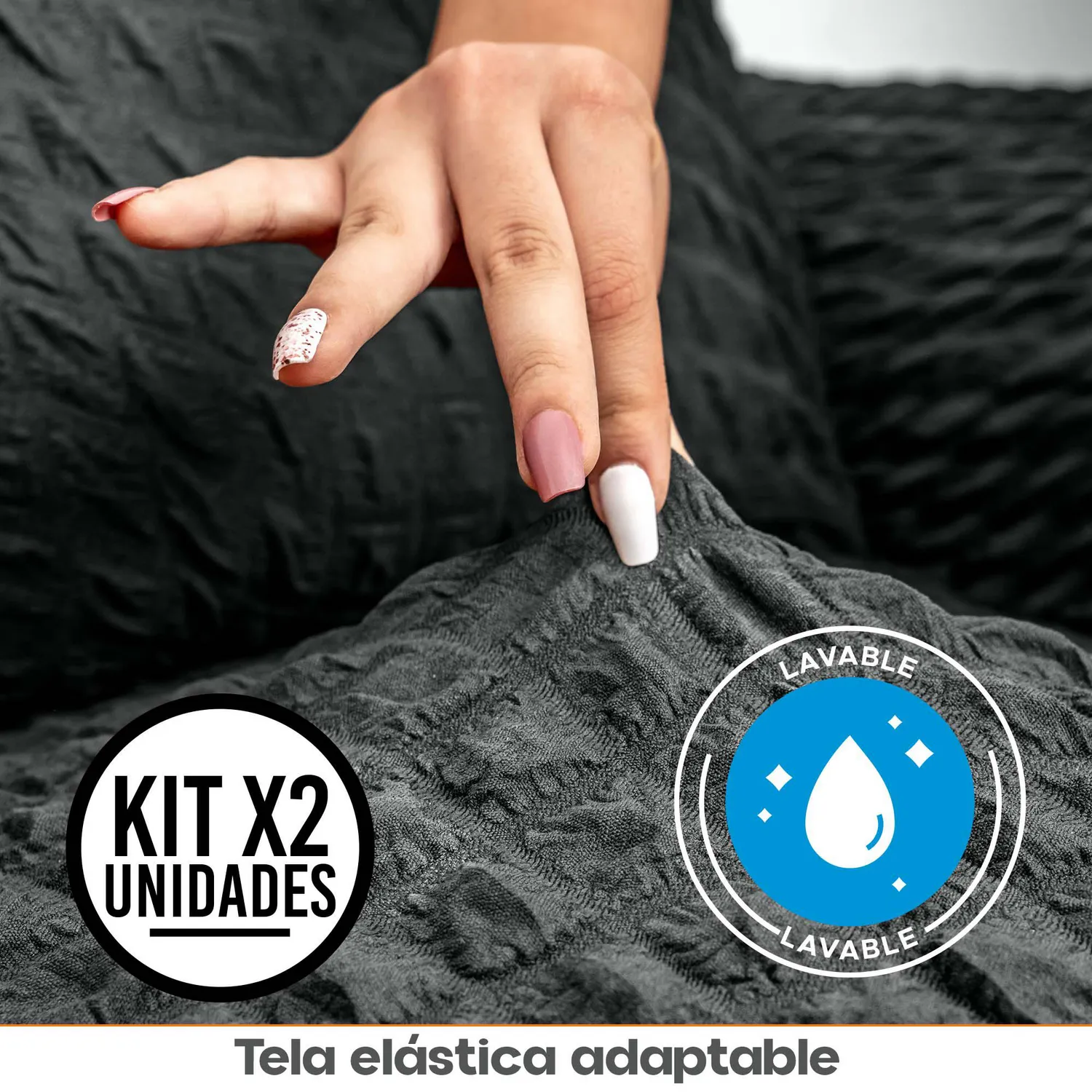Set X2 Protectores de Sofá 3 Puestos Tela Elástica Lavable 4