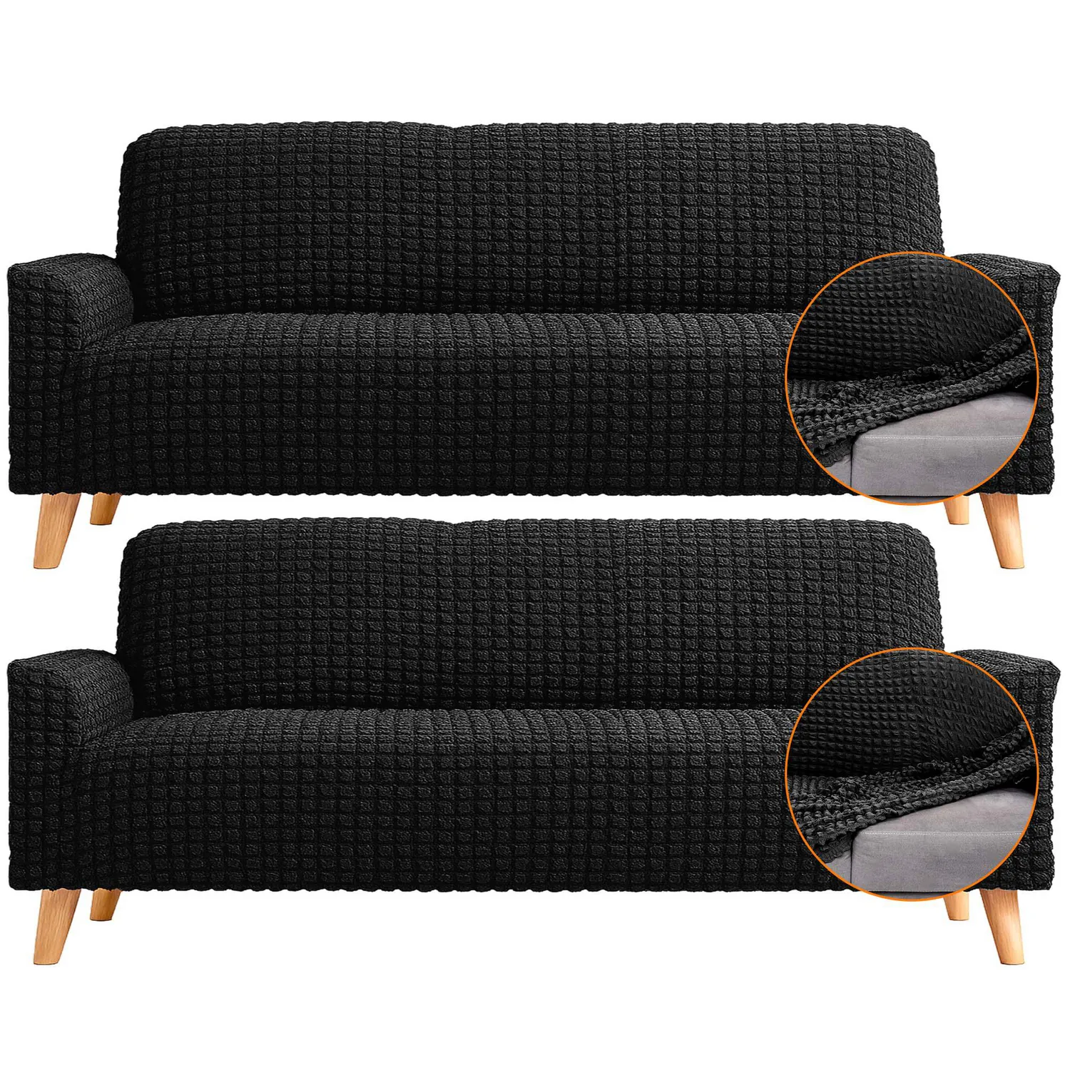 Set X2 Protectores de Sofá 3 Puestos Tela Elástica Lavable