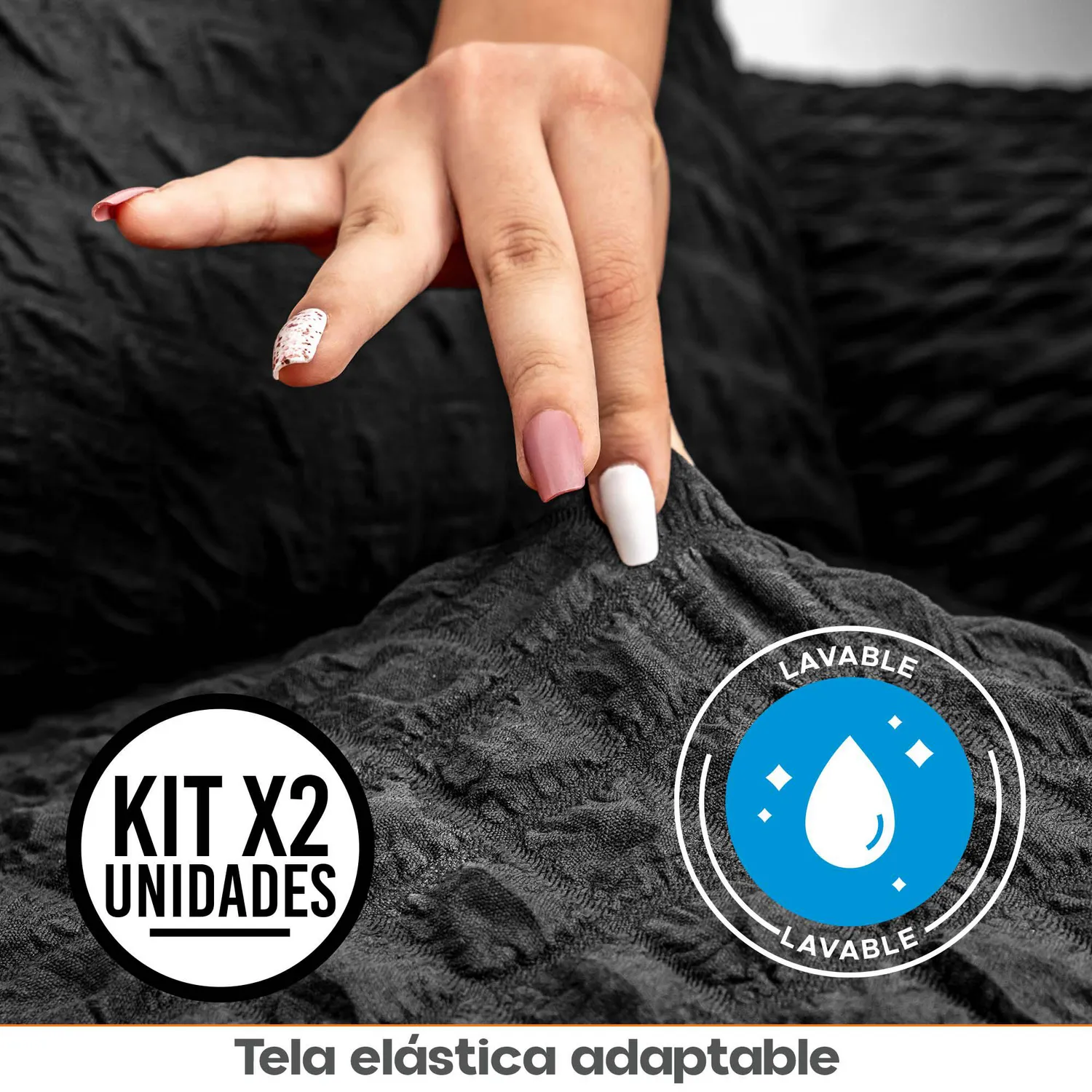 Set X2 Protectores de Sofá 3 Puestos Tela Elástica Lavable 4