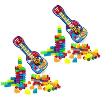 Set X2 Bloques Construcción 132 Pza Cada Uno Maleta Guitarra