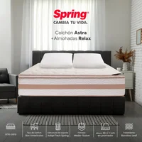 Colchón Spring Astra Doble 140x190 cm + 2 Almohadas Relax
