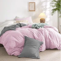 Funda Duvet Cover Bicolor Gris Oscuro Rosado Queen