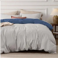 Duvet + Plumón Bicolor Gris Claro Azul Oscuro King
