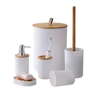 Accesorios Baño Set Utensilios Dispensador Jabón Papelera Blanco