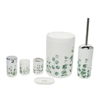 Set Utensilios Accesorios Baño Dispensador Jabón Papelera X6 Eucalipto