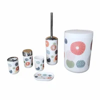 Set Utensilios Accesorios Baño Dispensador Jabón Papelera X6 Naranja