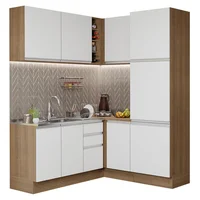 Cocina Integral de Esquina Glamy 3.30 m Marrón Blanco 01