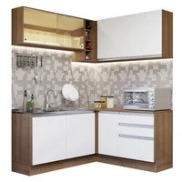 Cocina Integral de Esquina Glamy 3.30 m Marrón Blanco 02