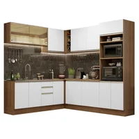 Cocina Integral de Esquina Glamy 4.60 m 01 Marrón Blanco
