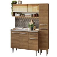 Cocina Integral Emilly 1.40 M Con Mesón De Acero Marrón 10