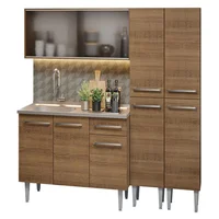 Cocina Integral Emilly 1.70 m Con Mesón de Acero Marrón 11