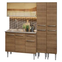 Cocina Integral Emilly 1.70 M Con Mesón De Acero Marrón 12