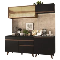 Cocina Integral Reims 1.90 m Con Encimera Negro Marrón 01