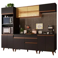 Cocina Integral Reims 2.60 m Con Encimera Negro Marrón 02