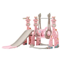 Rodadero + Columpio Infantil Musical Bebés Niños Área Juego Aire Libre Rosa