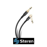 Cable Plug a Plug 6.3 mm de 3 m Tipo Cordón con Conector a 90° y Strain Relief / 299-950
