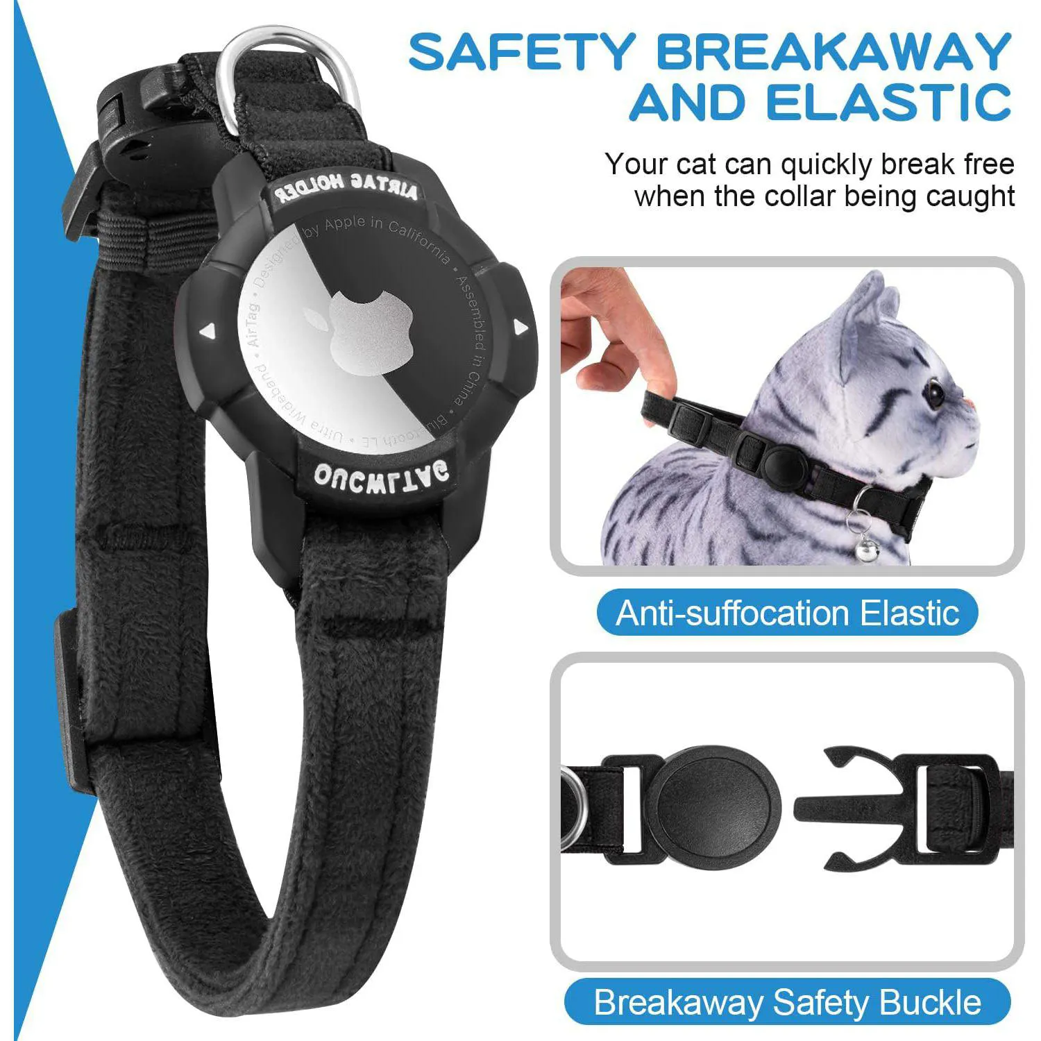 Collar Para Gato Con Soporte AirTag Luminoso Ajustable Y Cierre Seguro 3