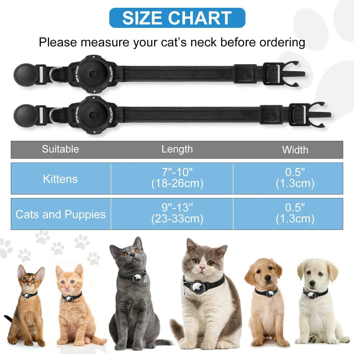 Collar Para Gato Con Soporte AirTag Luminoso Ajustable Y Cierre Seguro 6
