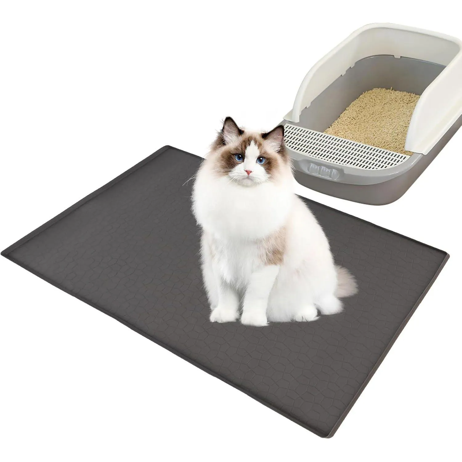 Tapete De Silicona Impermeable Para Caja De Arena De Gatos Con Bordes Elevados