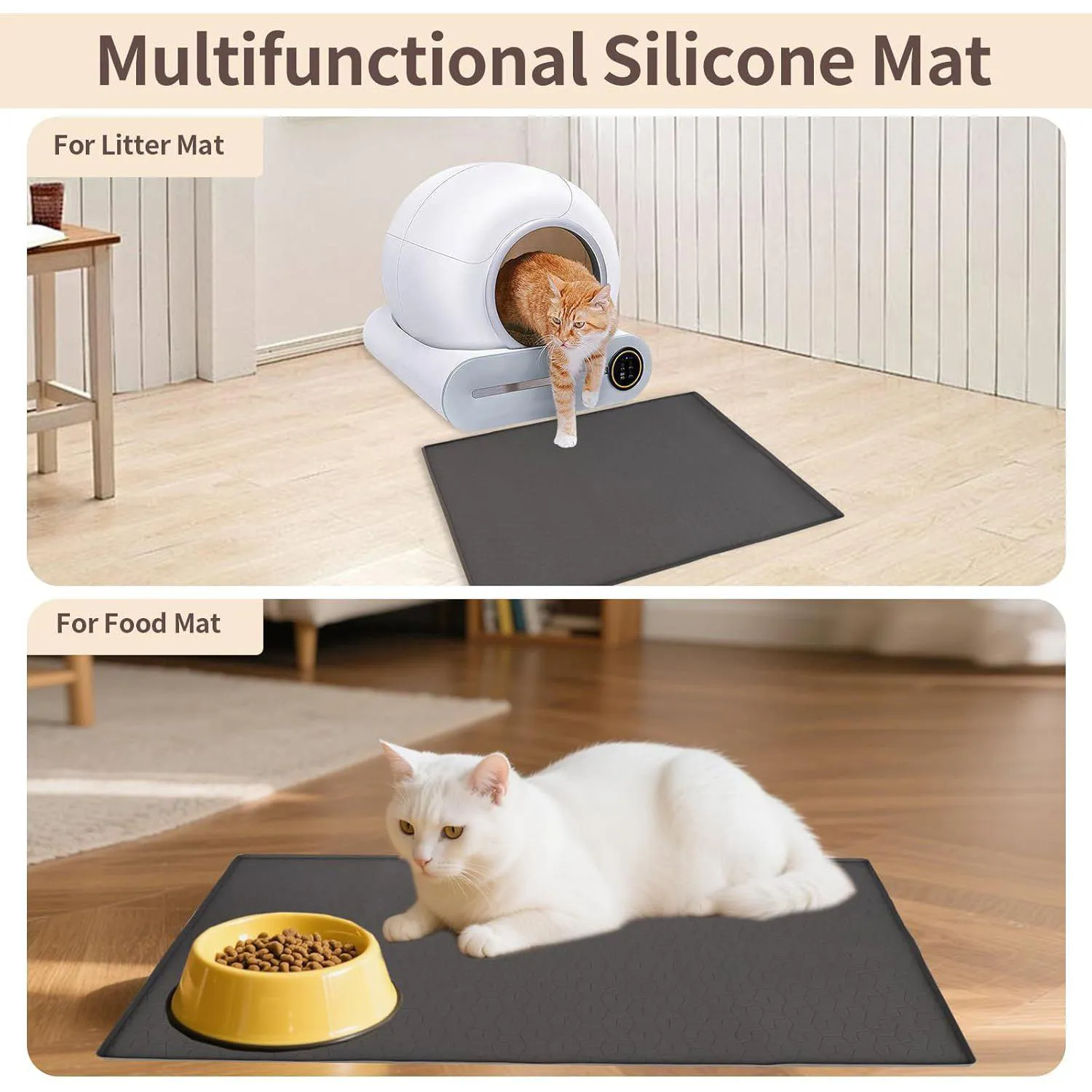 Tapete De Silicona Impermeable Para Caja De Arena De Gatos Con Bordes Elevados 6