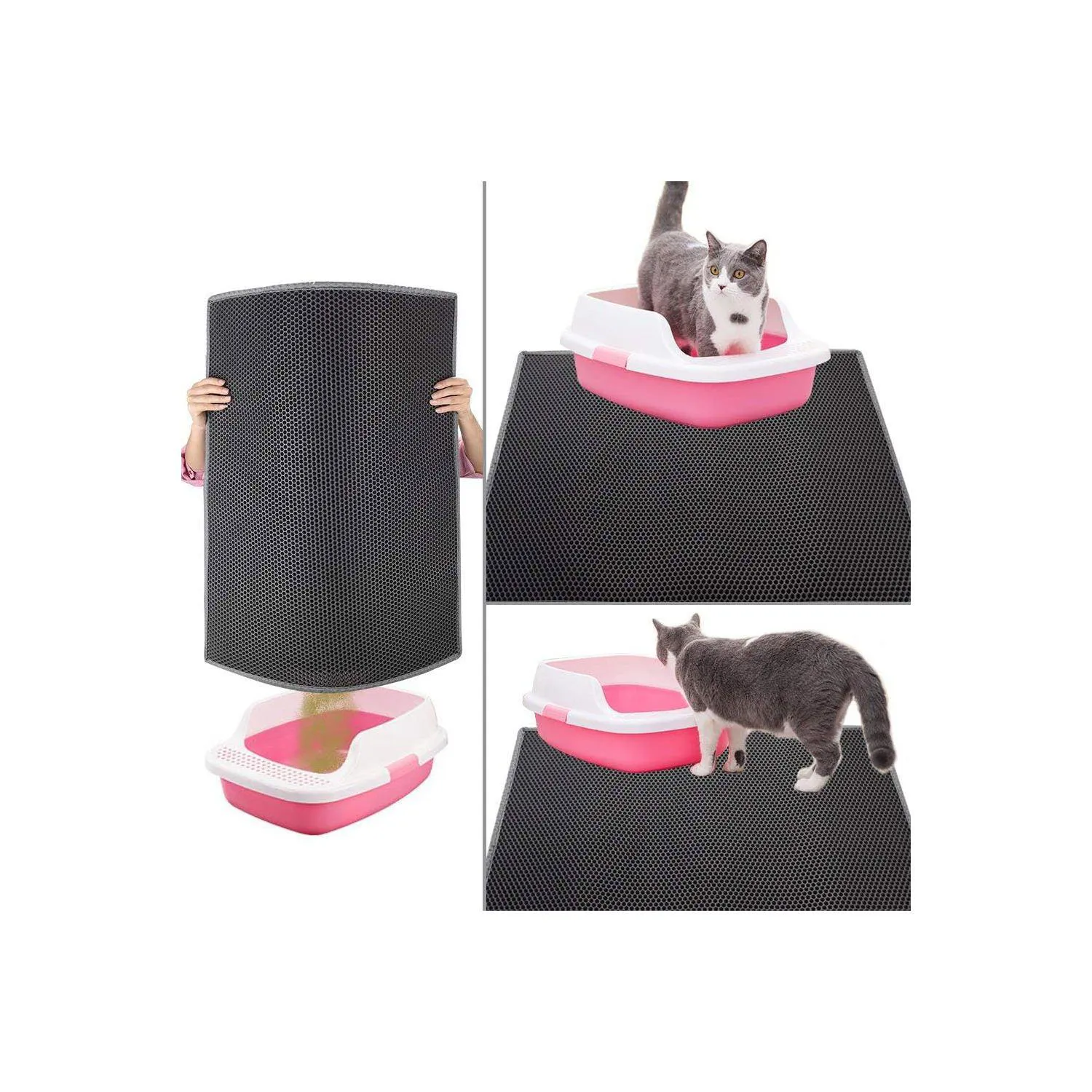 Tapete Para Caja De Arena De Gatos Con Diseño De Panal Impermeable Pieviev 6