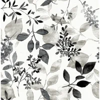 Papel Mural NuWallpaper Negro Adhesivo Diseño Botánico Farmhouse