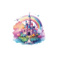 Sticker De Pared Fanwaoo Castillo De Ensueño Con Arcoiris Infantil