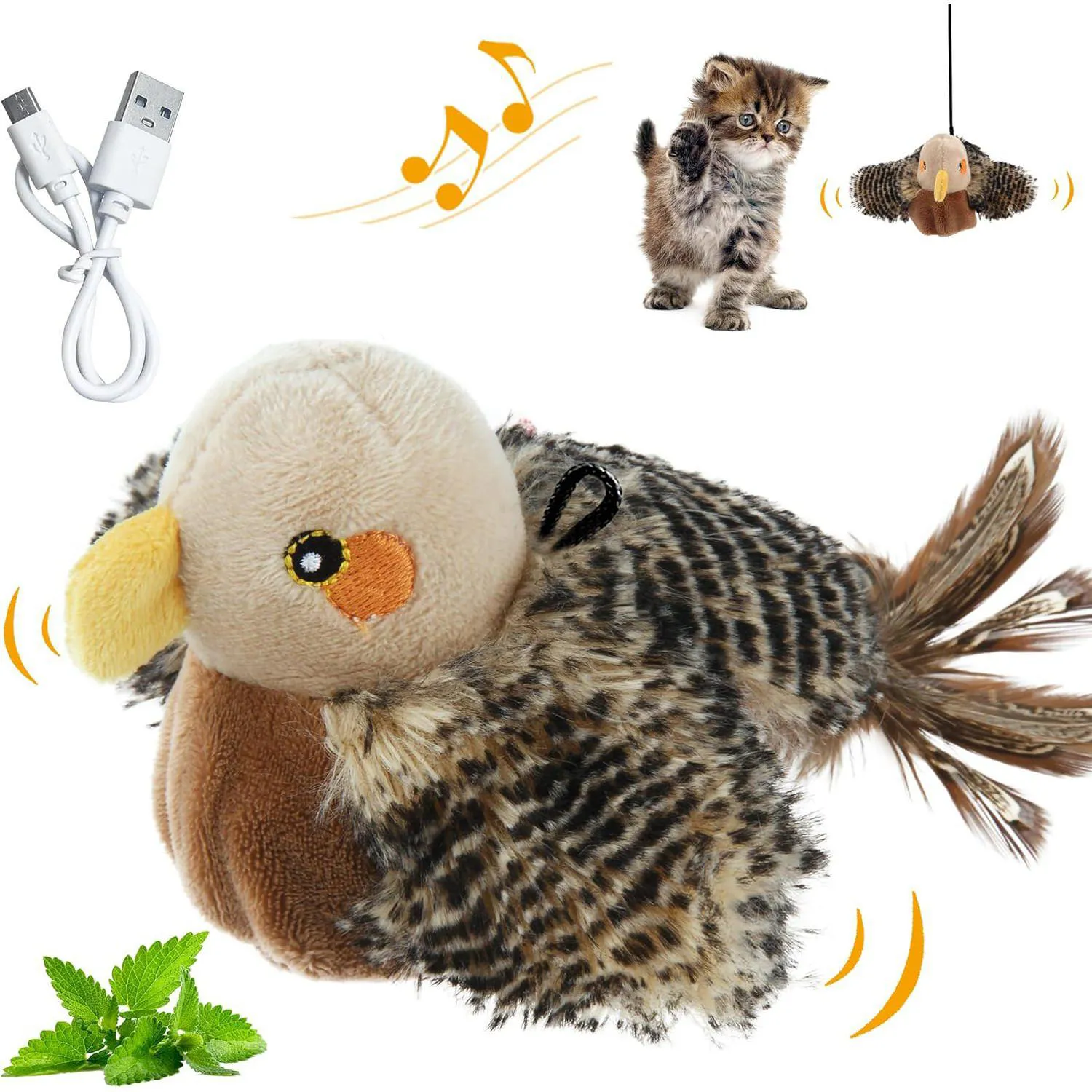 Juguete Automático Para Gatos Con Alas Aleteando Hierba Gatera Y Carga USB