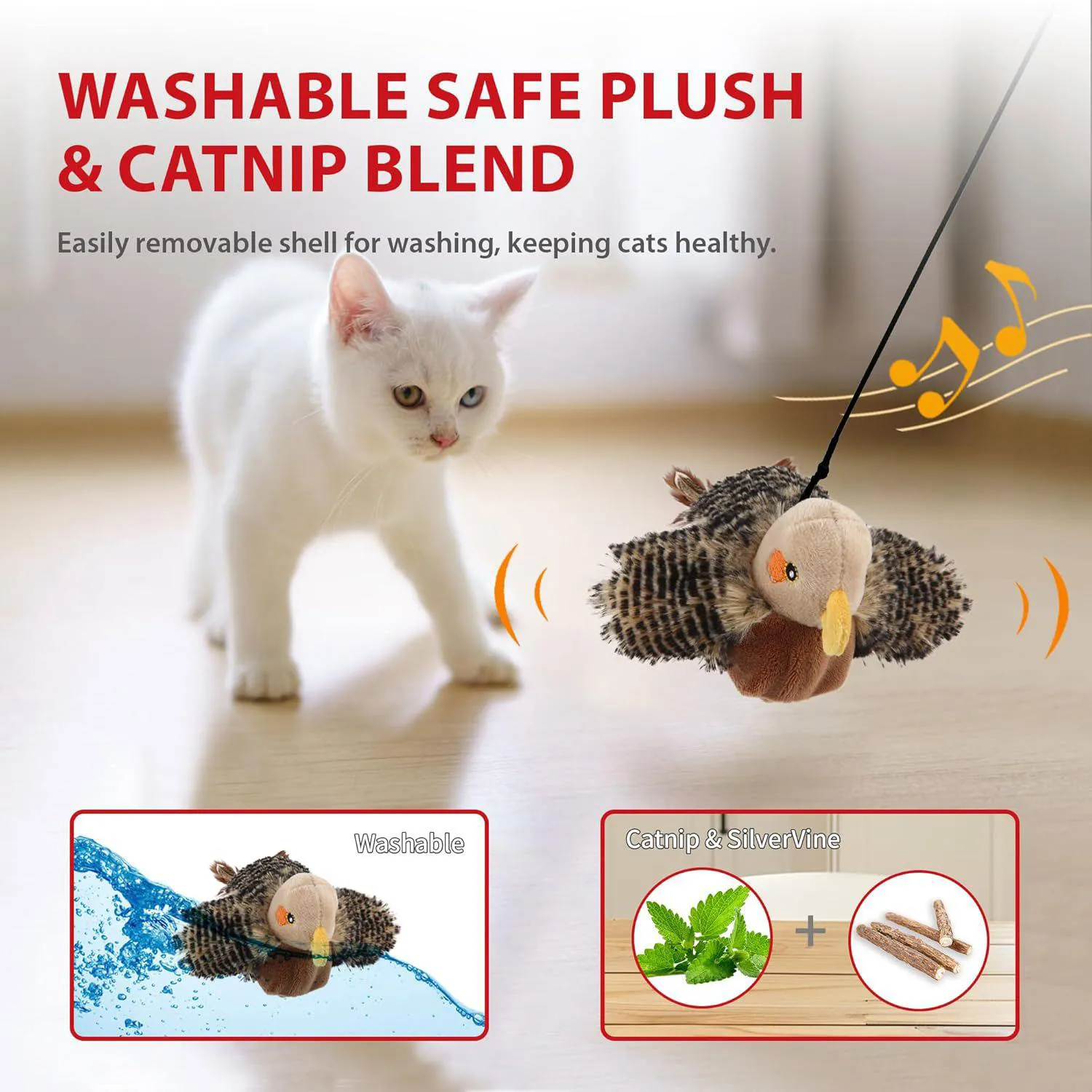 Juguete Automático Para Gatos Con Alas Aleteando Hierba Gatera Y Carga USB 4