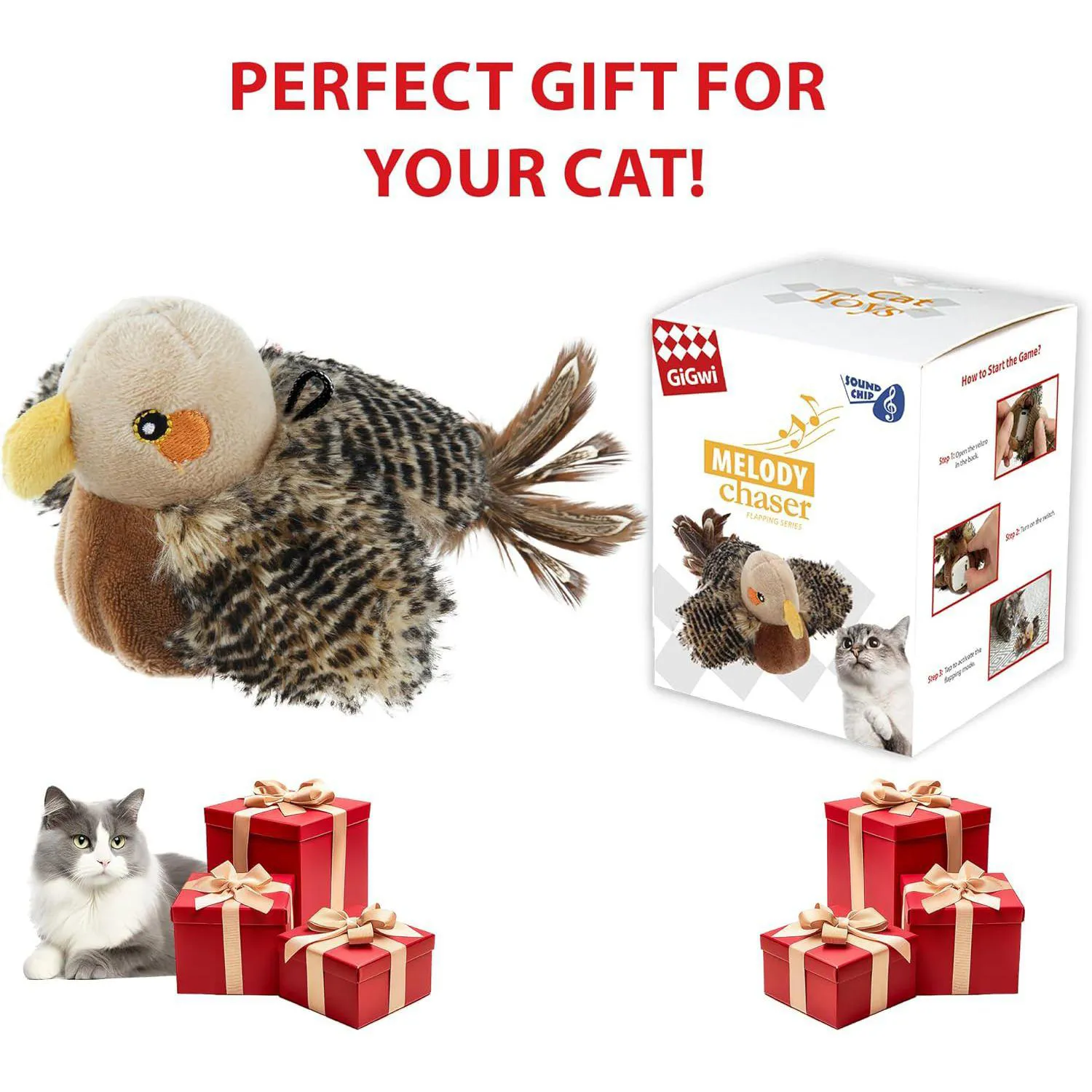 Juguete Automático Para Gatos Con Alas Aleteando Hierba Gatera Y Carga USB 7