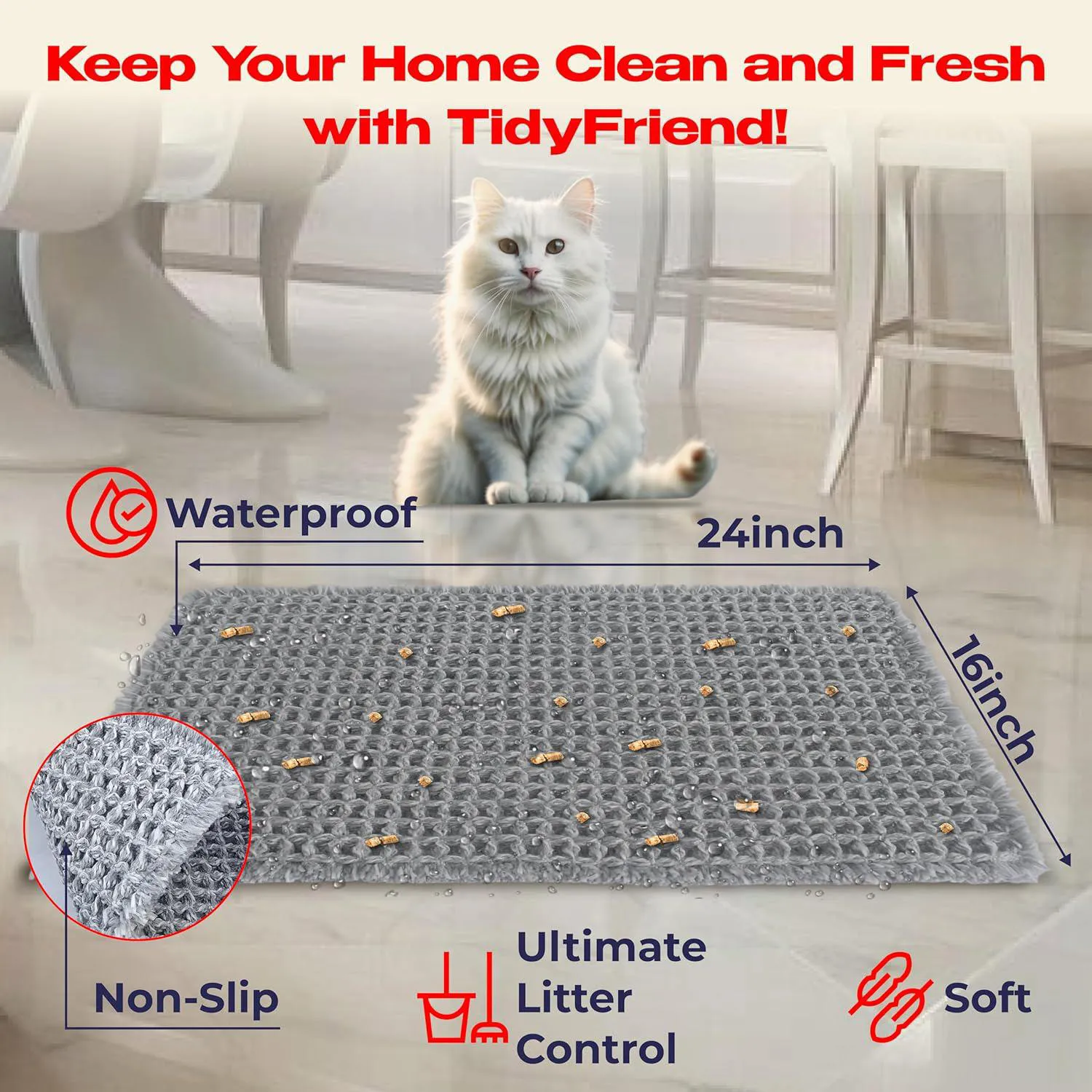Tapete Para Caja De Arena De Gatos Antideslizante Lavable Y Suave Tidyfriend