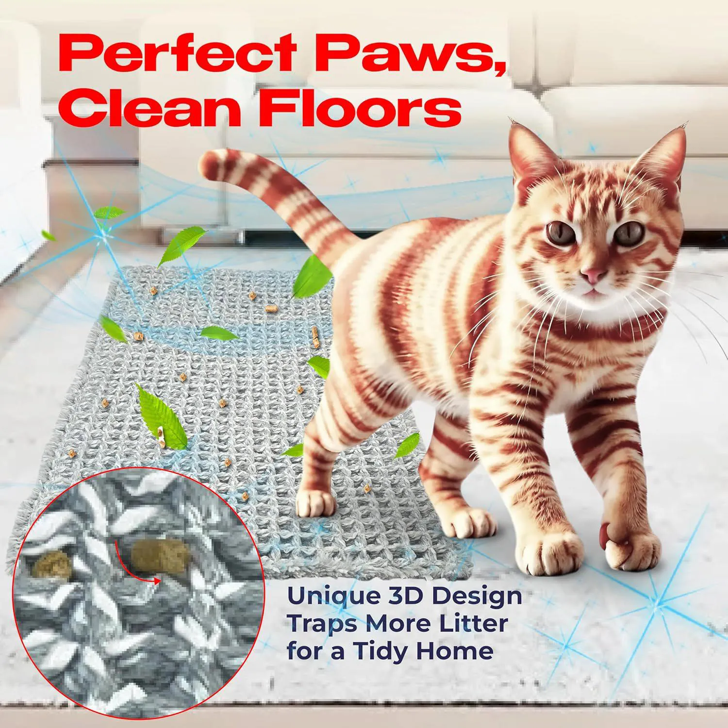 Tapete Para Caja De Arena De Gatos Antideslizante Lavable Y Suave Tidyfriend 5