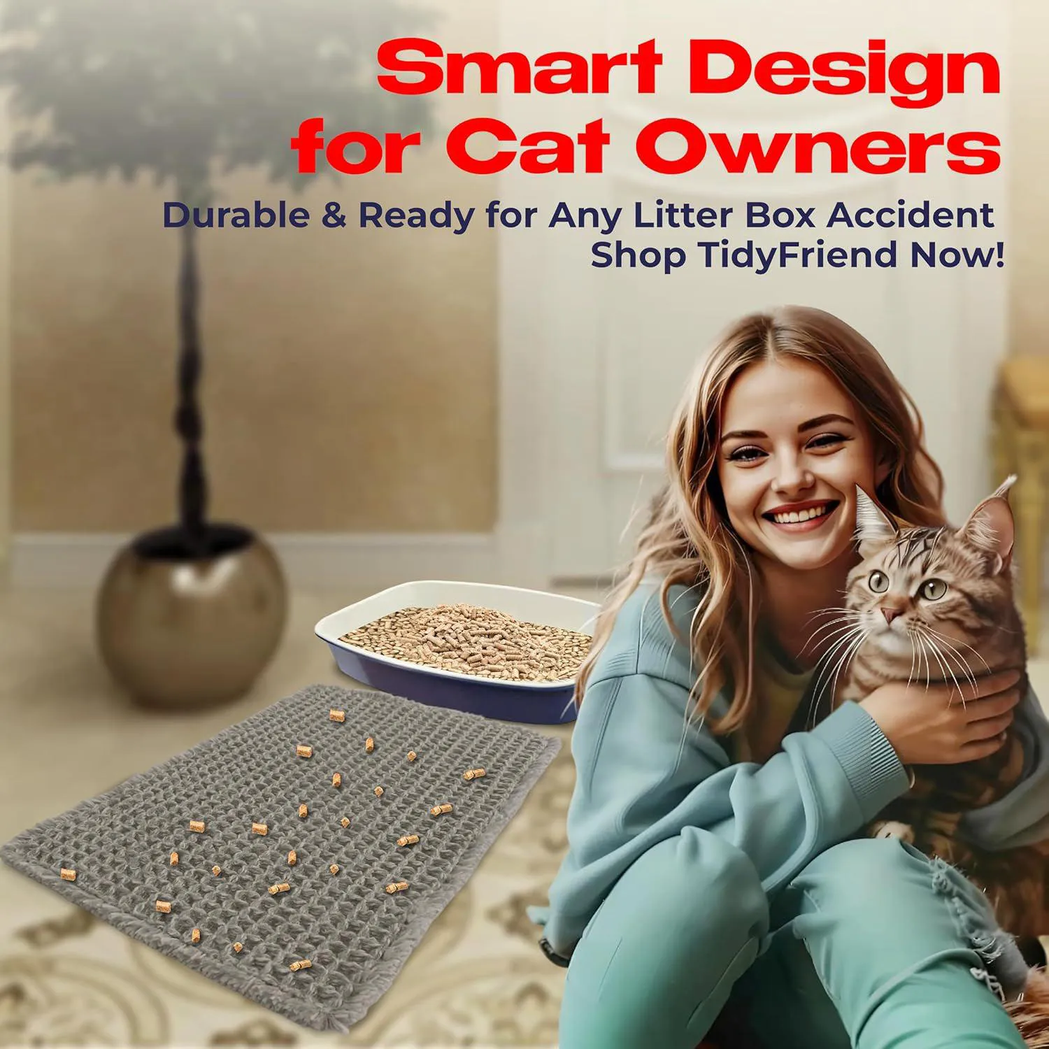 Tapete Para Caja De Arena De Gatos Antideslizante Lavable Y Suave Tidyfriend 7