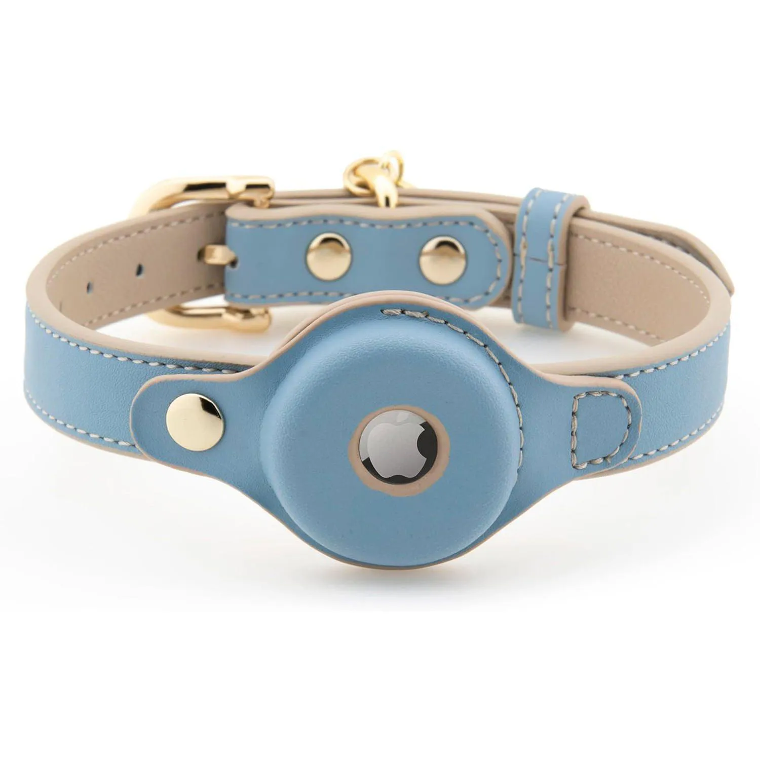 Collar Ajustable Para Perro De Cuero Vegano Con Soporte Airtag Elegante Y Resistente