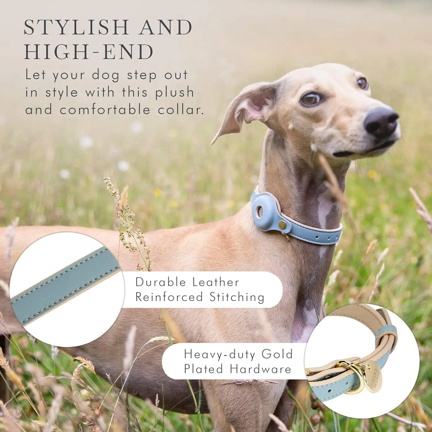 Collar Ajustable Para Perro De Cuero Vegano Con Soporte Airtag Elegante Y Resistente 8