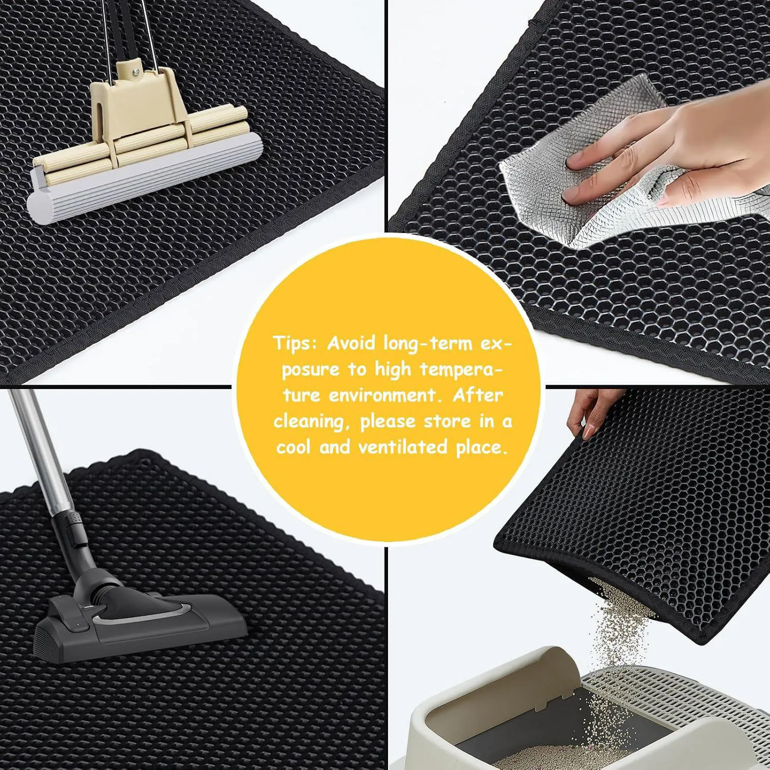 Tapete Grande Para Arena De Gatos Con Diseño Panal Impermeable Y Fácil Limpieza 4