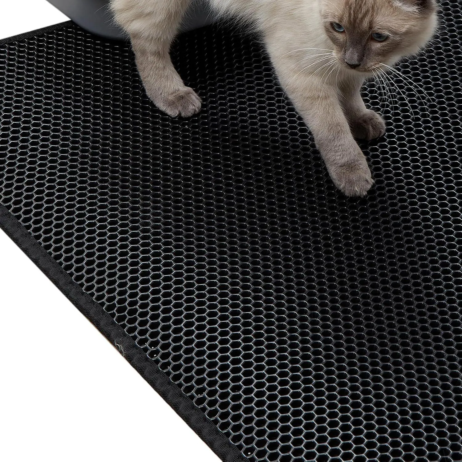 Tapete Grande Para Arena De Gatos Con Diseño Panal Impermeable Y Fácil Limpieza 6
