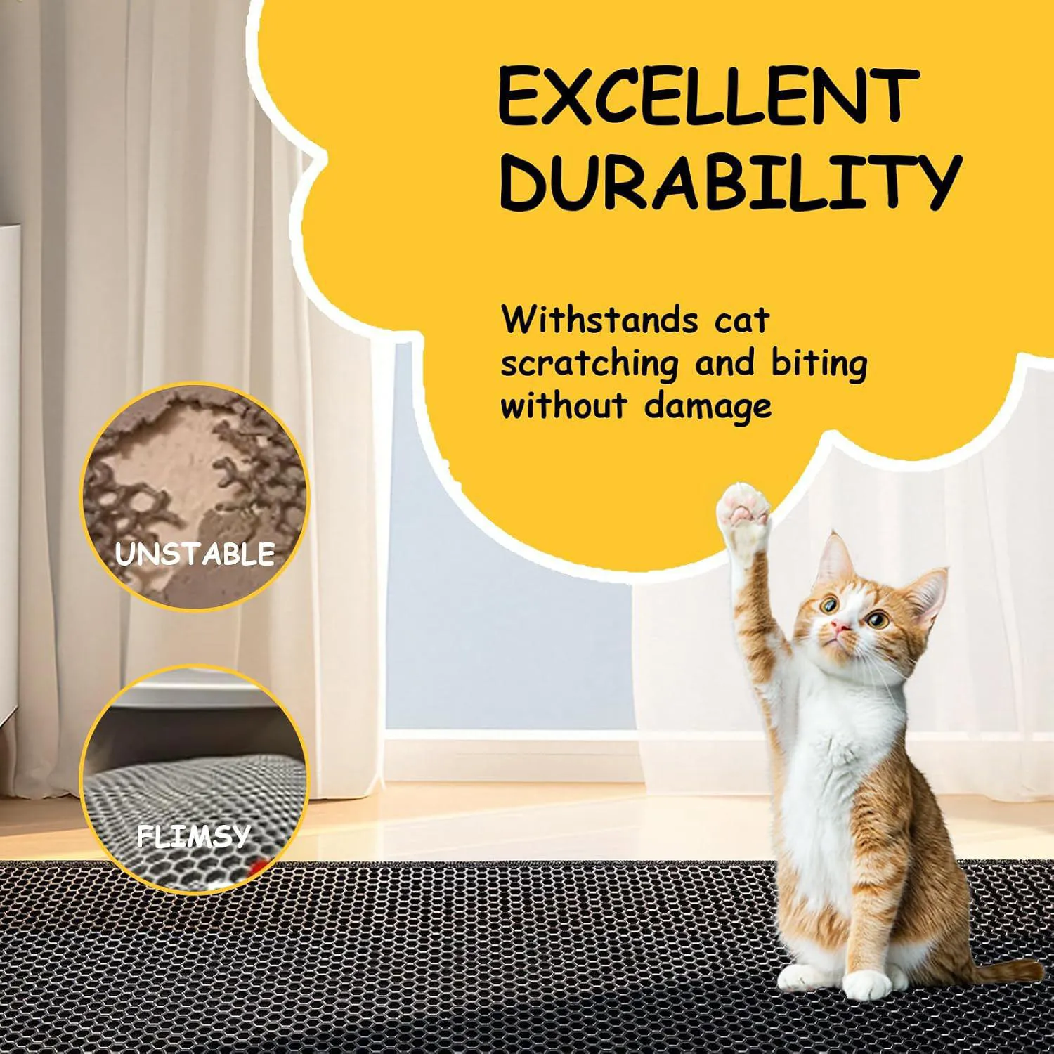 Tapete Grande Para Arena De Gatos Con Diseño Panal Impermeable Y Fácil Limpieza 8