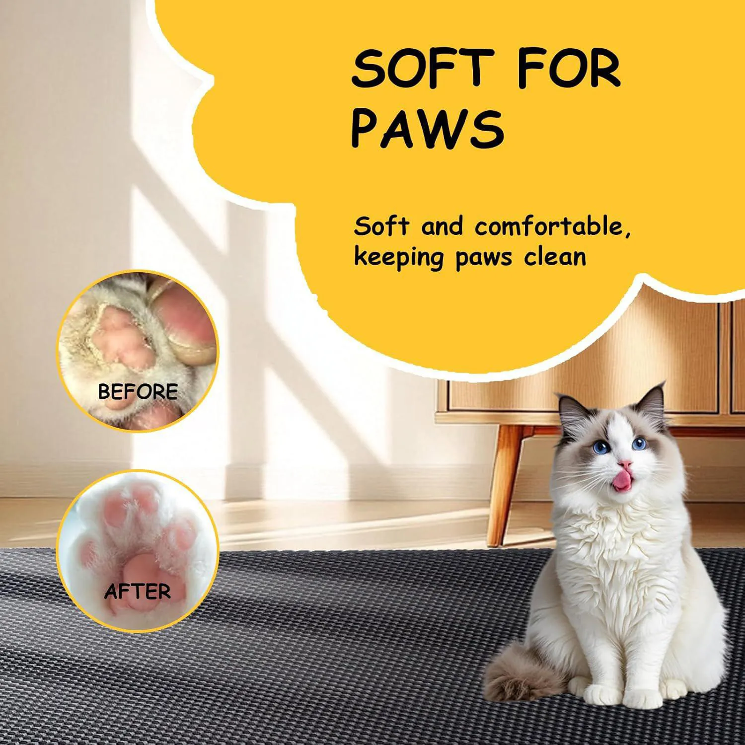 Tapete Grande Para Arena De Gatos Con Diseño Panal Impermeable Y Fácil Limpieza 9