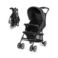 Coche Ligero Plegable con Respaldo y Toldo Ajustable Negro Baby Joy