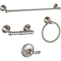 Juego de Accesorios de Baño con Barra Extensible en Níquel Cepillado