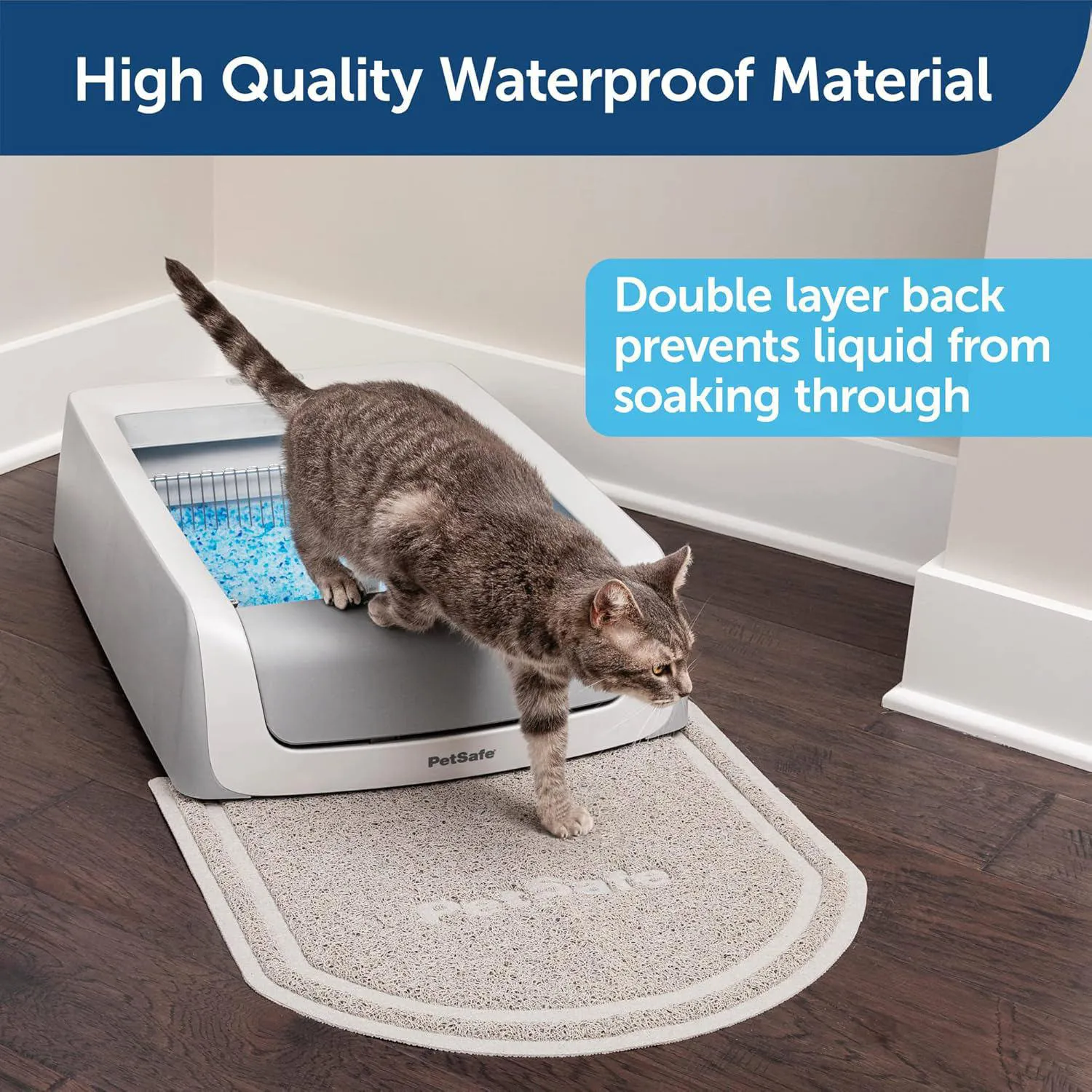 Tapete De Arena Para Gatos De Doble Capa Impermeable Fácil De Limpiar 3