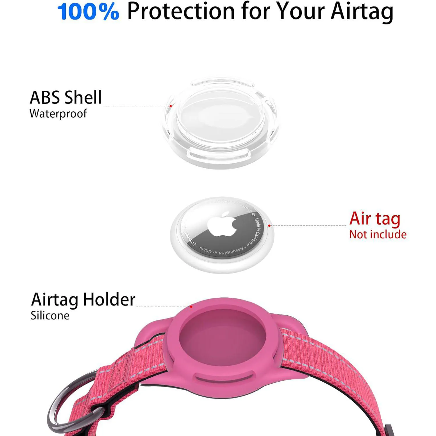 Collar Para Perro Con Soporte Airtag Y Código QR Reflectante Ajustable 3